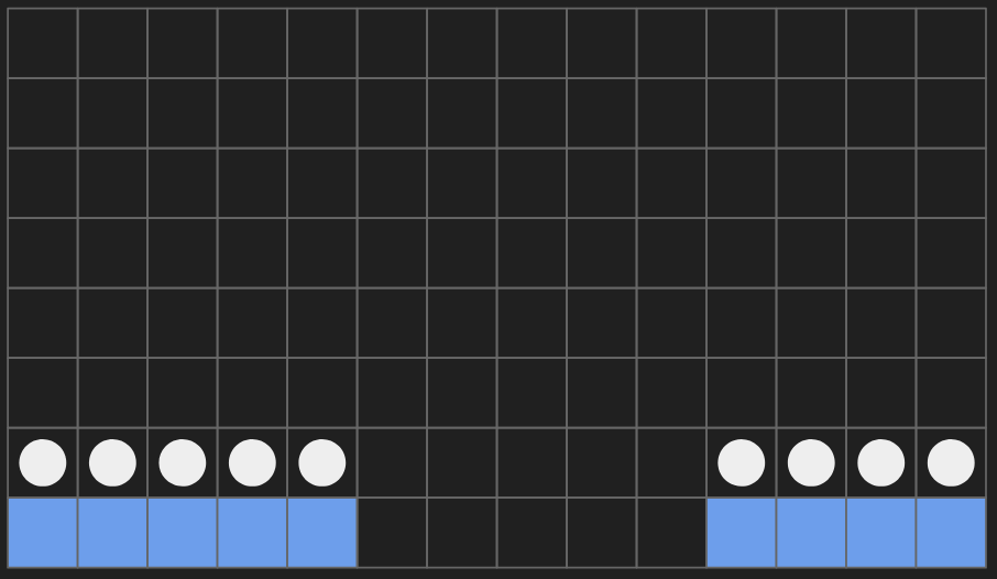 Screenshot showing two platforms separated by a gap, annotated with collision shape and walkable segments.